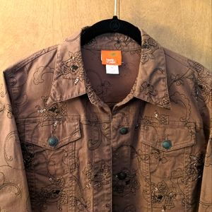 Brown Embroidered Long Sleeve Jacket